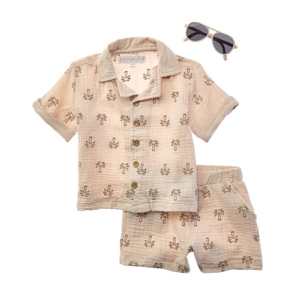Rachel Zoe Boys  3Pc Top & Short Set, Brown